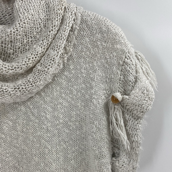 Fia Italia Handloomed cream boho oversized relax fit turtleneck tunic sweater - Picture 7 of 12